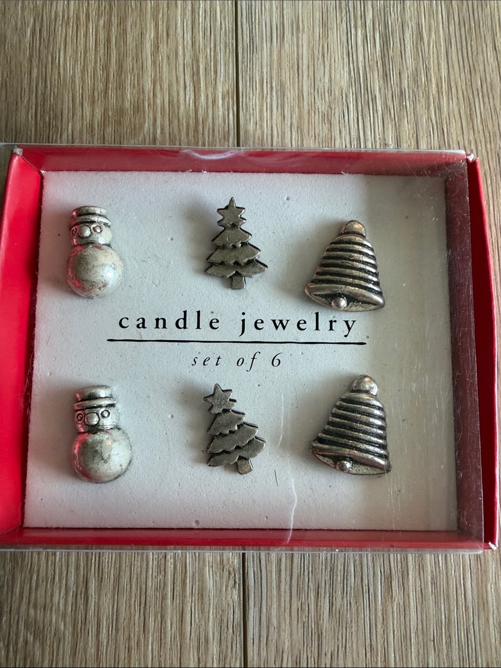 Candle Jewelry Set of 6 - Silver Holiday Charm Accents